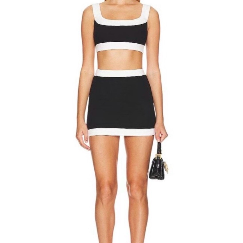 MORE TO COME Jeyne Skirt Set in Black & White Medium –NWT Women’s Revolve Outfit